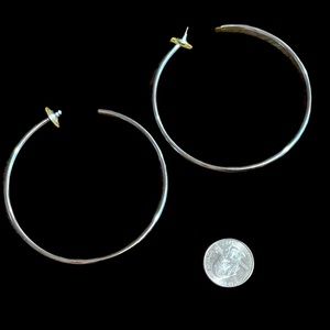 Large size silver tone post hoops 90s style